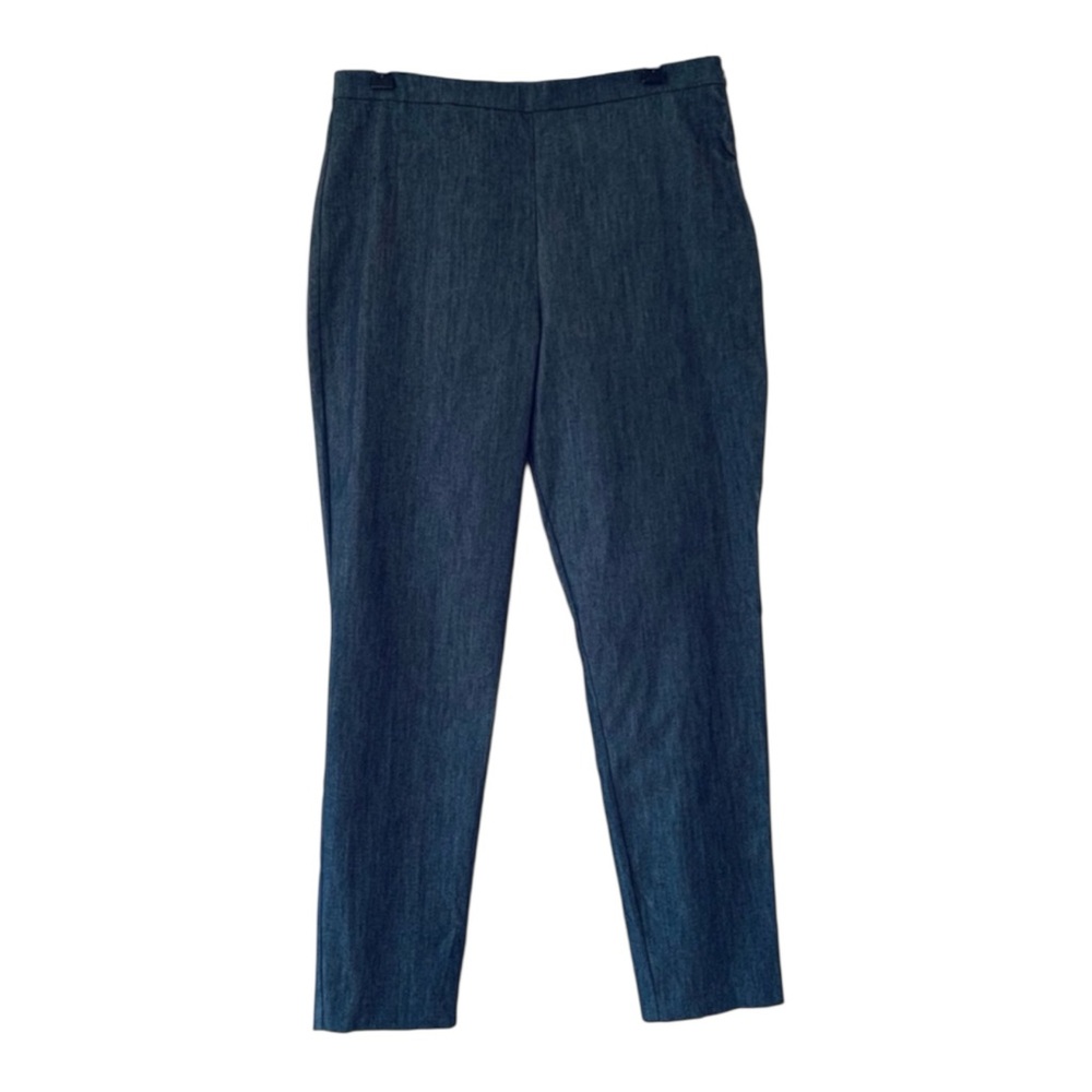 NWT St. John Indigo Blue Stretch Denim Tapered High Rise Pants Sz L